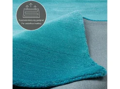 Alfombra De Salón-Alfombra de lana con degradado de color 190x290 cm Turquesa Wool Comfort Azul turquesa