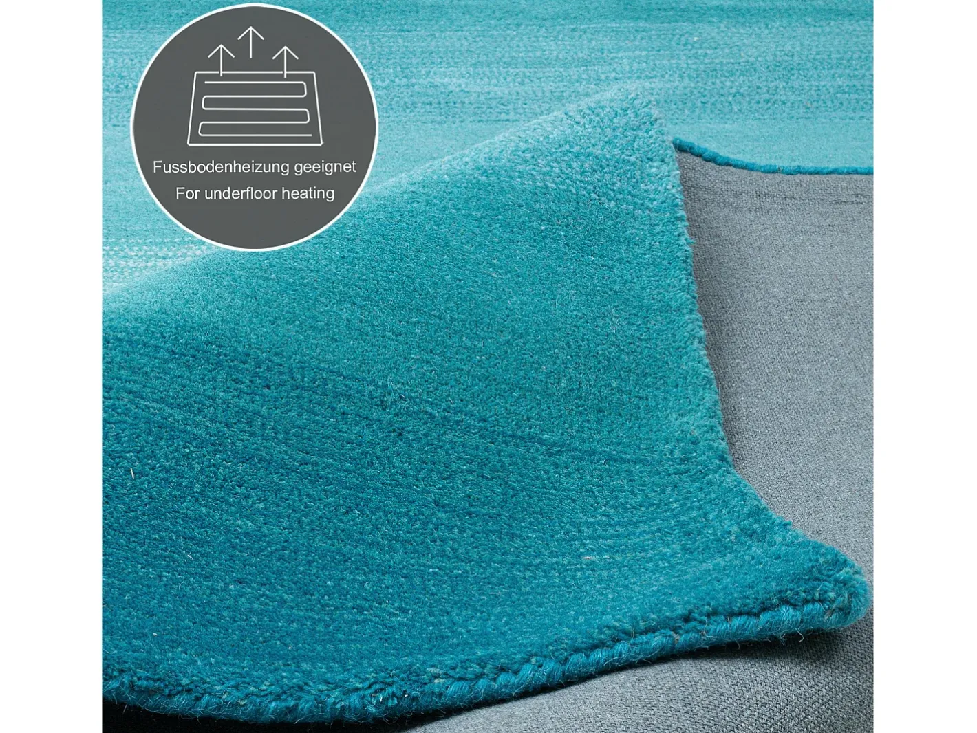 Alfombra De Salón-Alfombra de lana con degradado de color 190x290 cm Turquesa Wool Comfort Azul turquesa