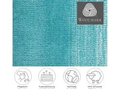 Alfombra De Salón-Alfombra de lana con degradado de color 160x230 cm Turquesa Wool Comfort Azul turquesa