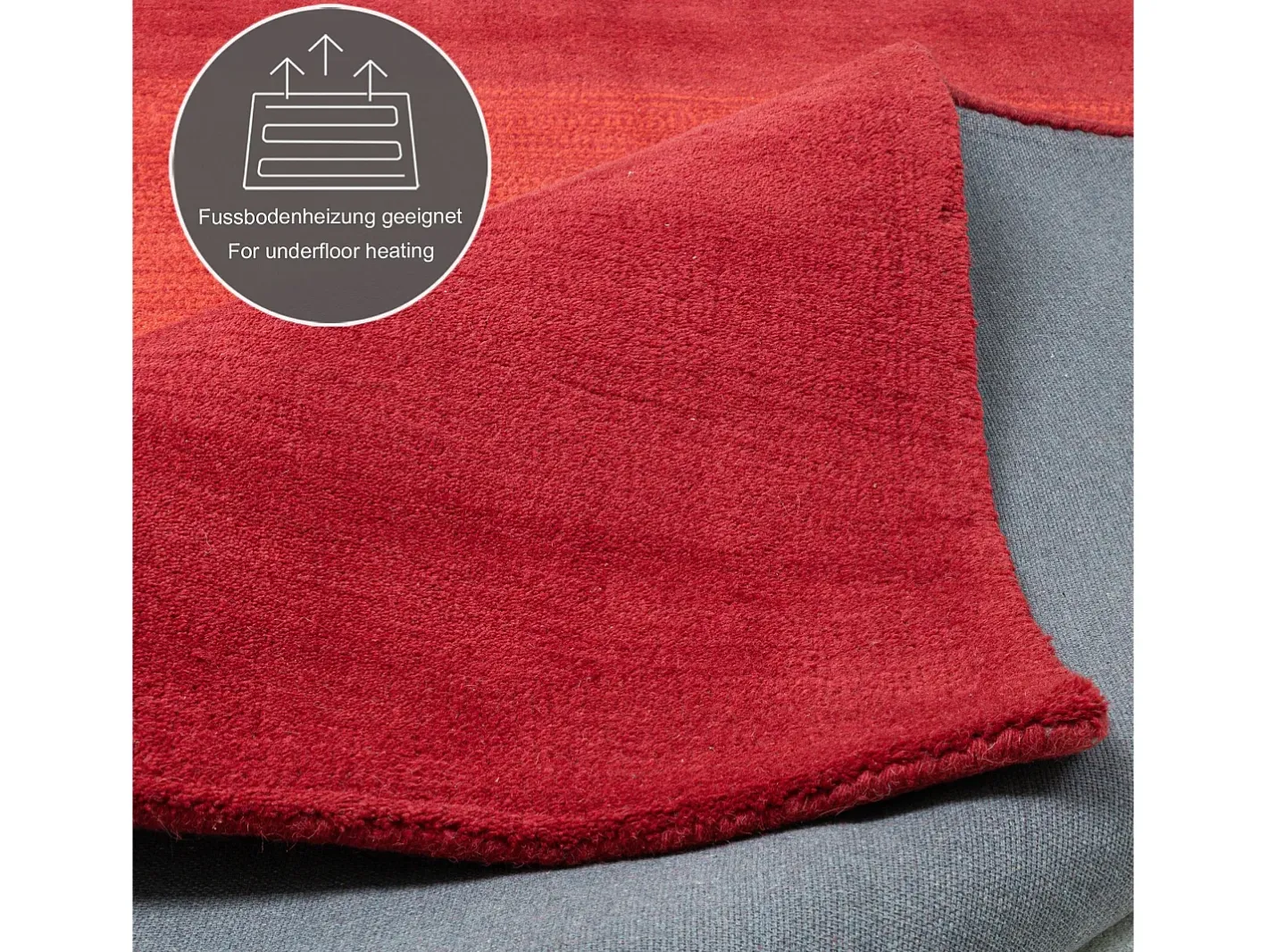 Online Alfombra de lana con degradado de color 60x90 cm Wool Comfort Rojo