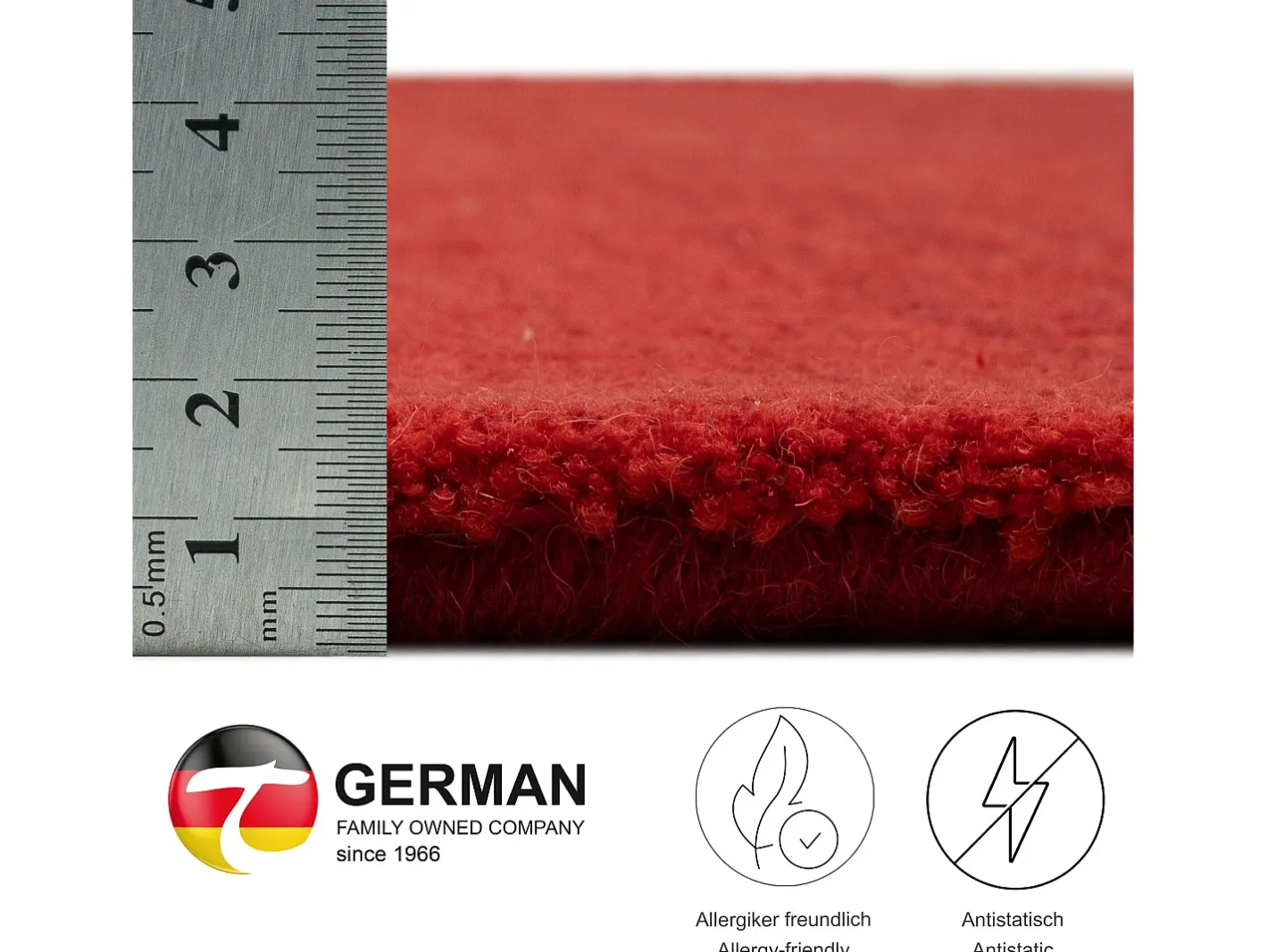 Online Alfombra de lana con degradado de color 60x90 cm Wool Comfort Rojo