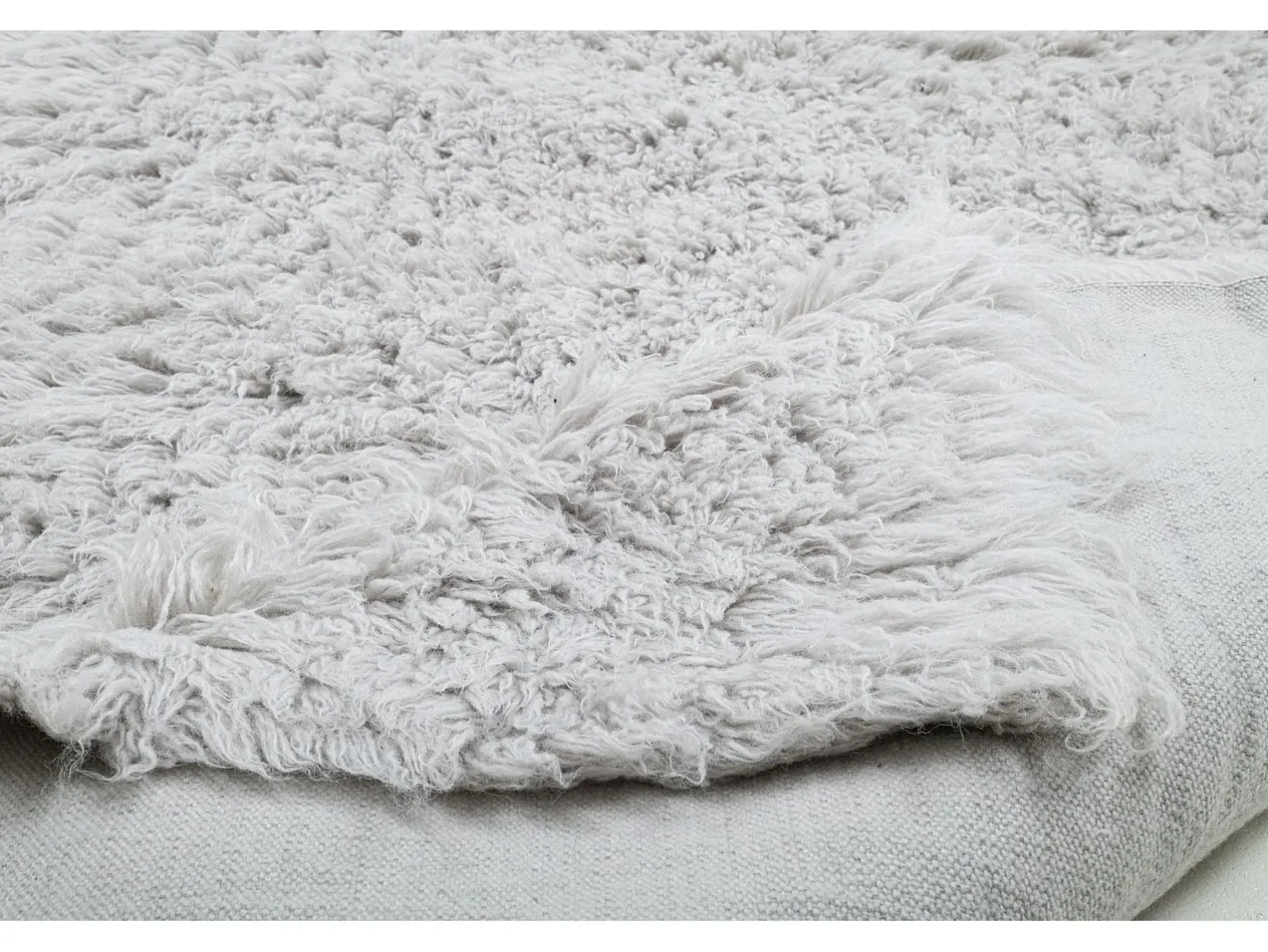 Alfombra De Salón-Alfombra de lana natural tejida a mano 140x190 cm Fluffy Gris
