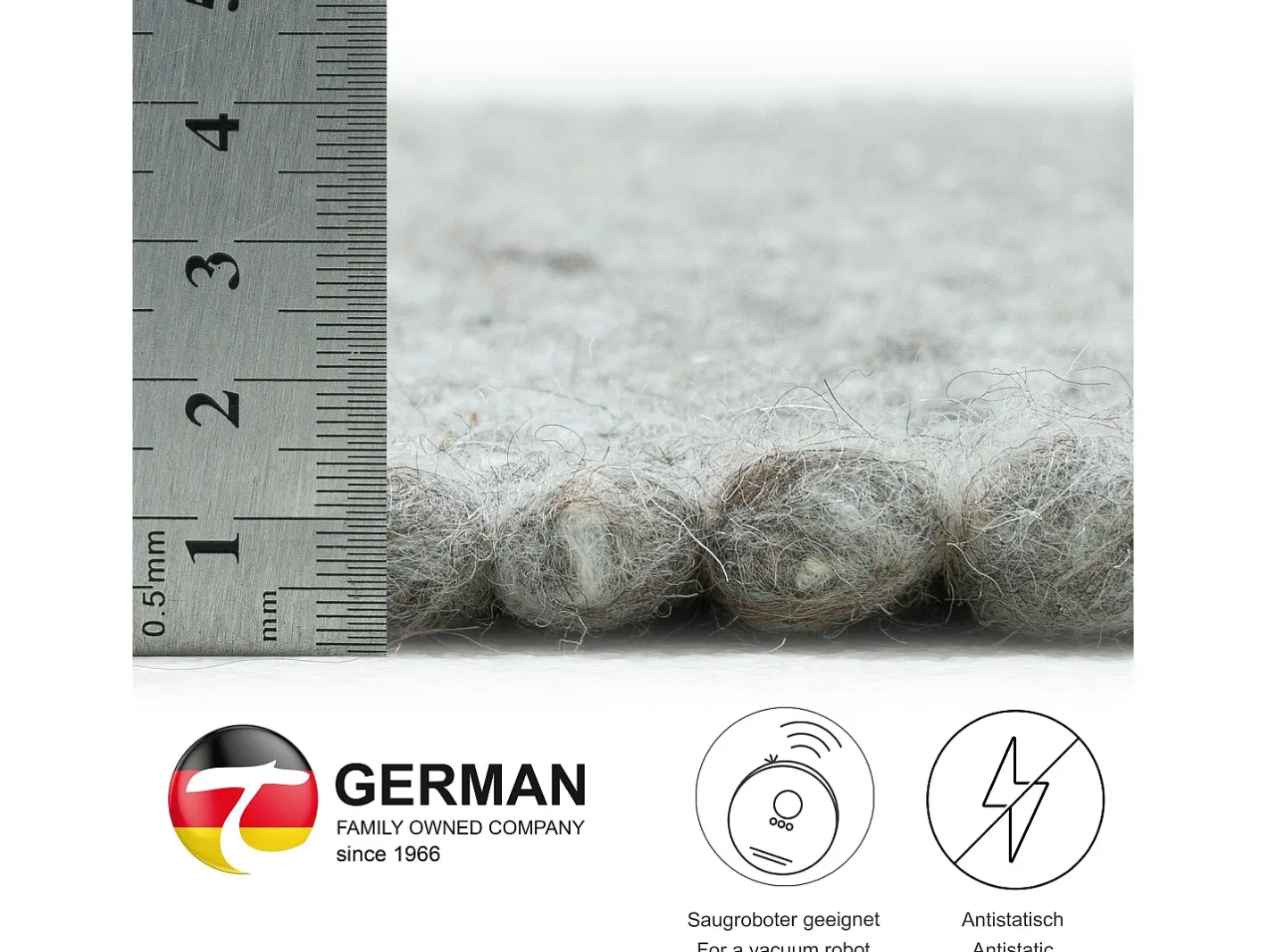 Alfombra de lana reversible tejida a mano 40x60 cm Gris natural Alpen Beige Hot