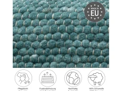 Alfombra De Salón-Alfombra de lana reversible tejida a mano 90x160 cm Petróleo Alpen Verde