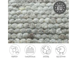 Alfombra de lana reversible tejida a mano 90x160 cm Gris natural Alpen Beige Best