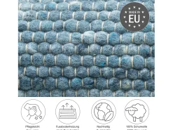 Alfombra De Salón-Alfombra de lana reversible tejida a mano 190x250 cm Alpen Azul