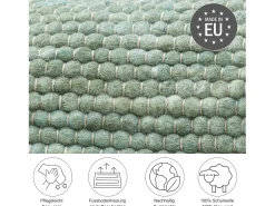 Alfombra De Salón-Alfombra de lana reversible tejida a mano 70x140 cm Alpen Verde
