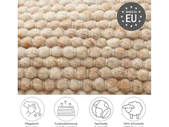 Alfombra de lana reversible tejida a mano 120x180 cm Beige oscuro Alpen Naranja claro
