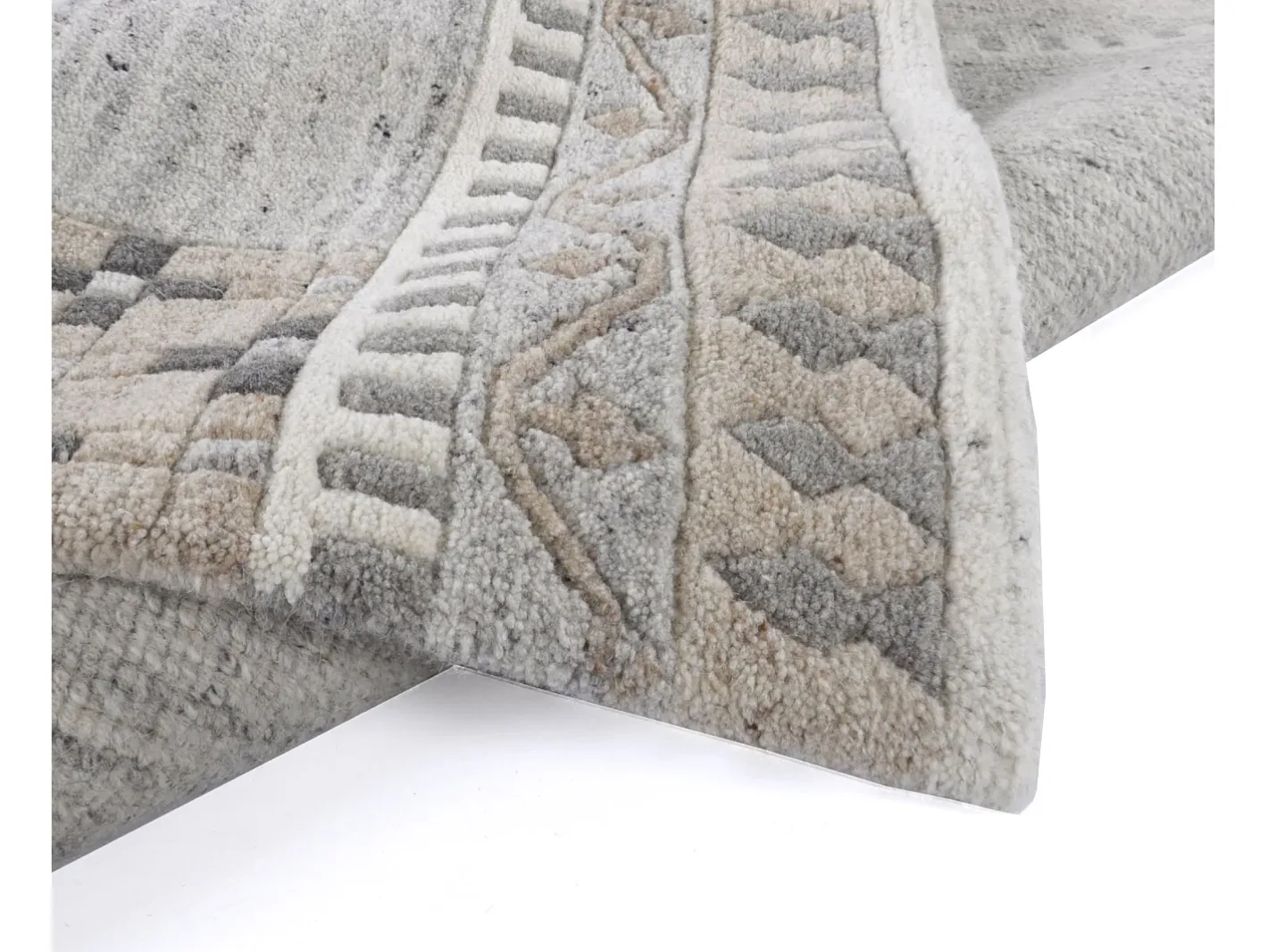 Alfombra de lana tejida a mano 190x290 cm Gris natural Nakarta Beige New