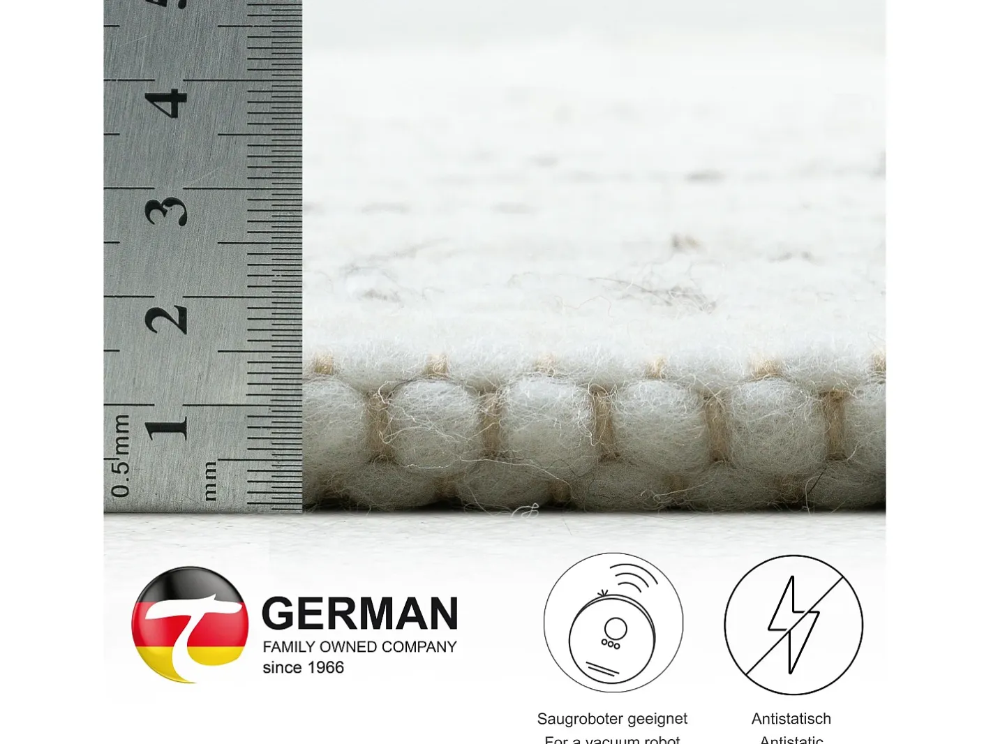 Alfombra de lana tejida a mano reversible 160x230 cm Gris natural Alm-Glück Beige Online