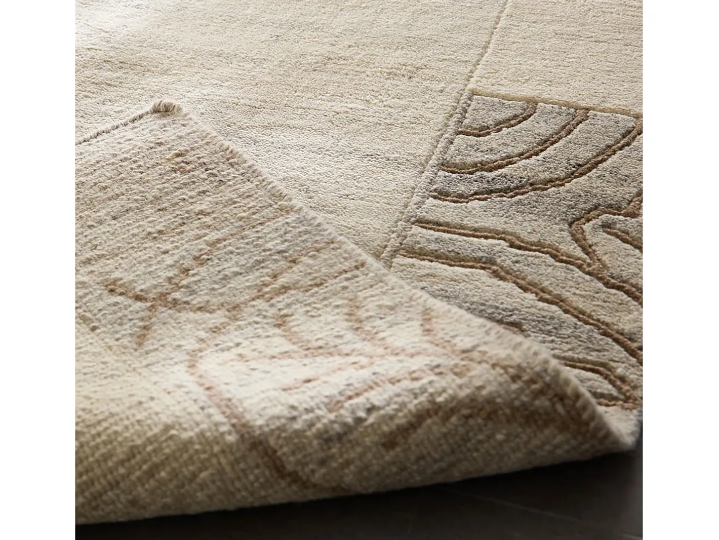 Alfombra de lana tejida a mano 190x290 cm Gris natural Nakarta Beige Outlet