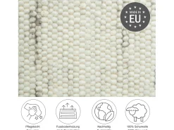 Alfombra De Salón-Alfombra de lana tejida a mano reversible 250x300 cm Gris natural Alm-Glück Beige