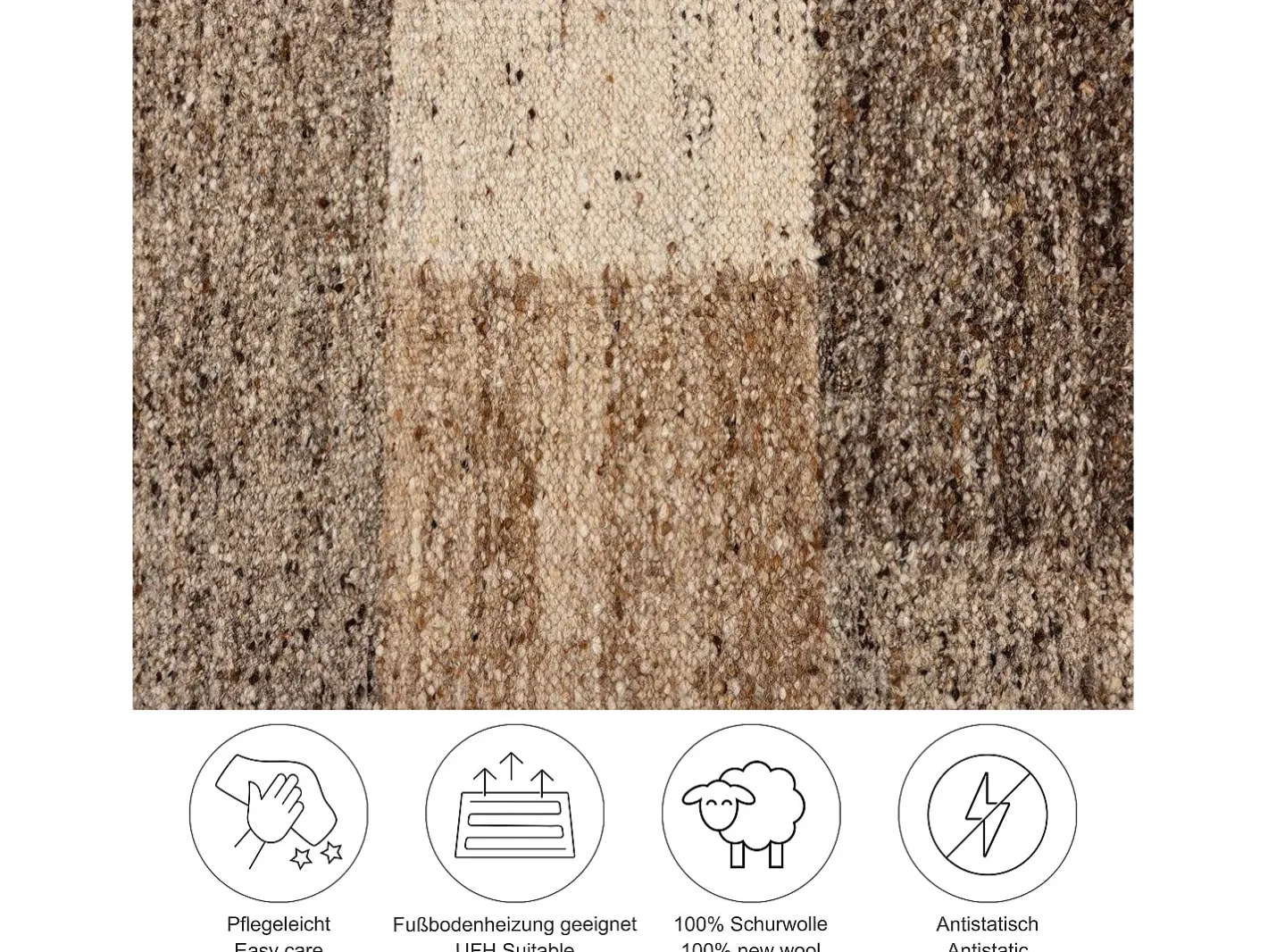 Alfombra de lana tejida a mano y enrollable 90x160 cm multi Ehrwald Beige