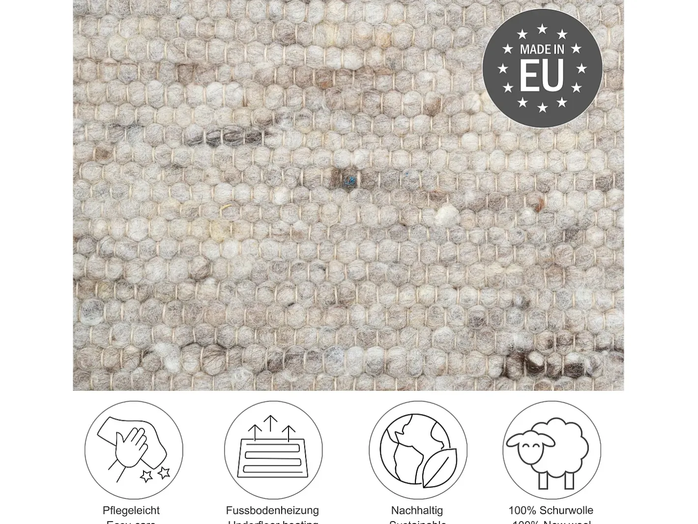 Best Alfombra de lana tejida a mano reversible 200x250 cm Arena Multi Alm-Glück Gris antracita
