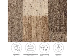 Discount Alfombra de lana tejida a mano y enrollable 60x90 cm multi Ehrwald Beige