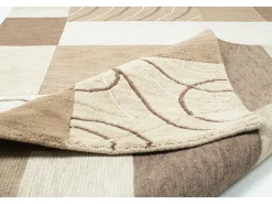 Alfombra de lana tejida a mano en estilo patchwork 140x200 cm Marrón Domas Marru00f3n Best
