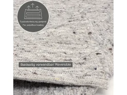 Alfombra De Salón-Alfombra de lana tejida a mano reversible 190x290 cm Alm-Glück Gris