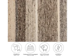 Alfombra De Salón-Alfombra de lana tejida a mano y enrollable 120x180 cm multi Ehrwald Beige