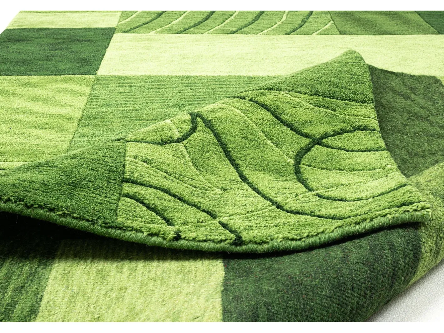 Discount Alfombra de lana tejida a mano en estilo patchwork 170x240 cm Domas Verde