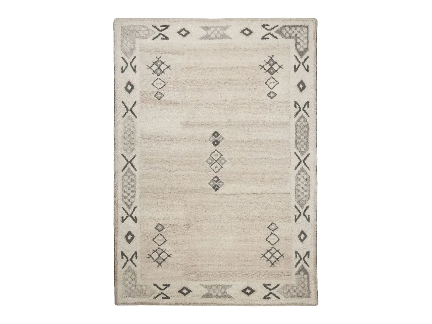 Alfombra De Salón-Alfombra de lana tejida a mano al estilo bereber 140x200 cm Melange Royal Berber Color natural oscuro