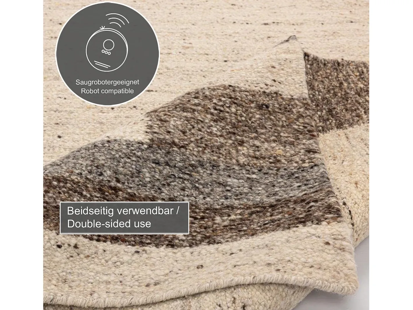 Alfombra de lana tejida a mano y enrollable 170x240 cm multi Ehrwald Beige Online
