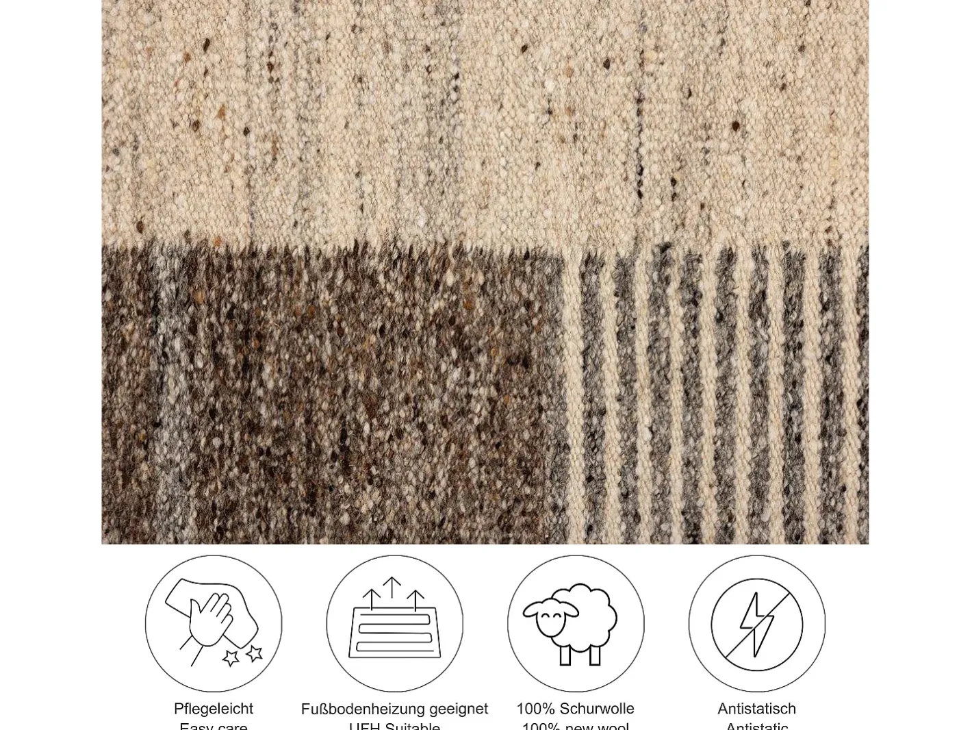 Alfombra de lana tejida a mano y enrollable 170x240 cm multi Ehrwald Beige Online