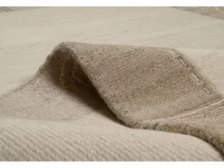 Alfombra De Salón-Alfombra de lana tejida a mano 70x140 cm Gris natural Nakarta Beige