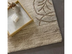 Alfombra De Salón-Alfombra de lana tejida a mano 70x140 cm Gris natural Nakarta Beige