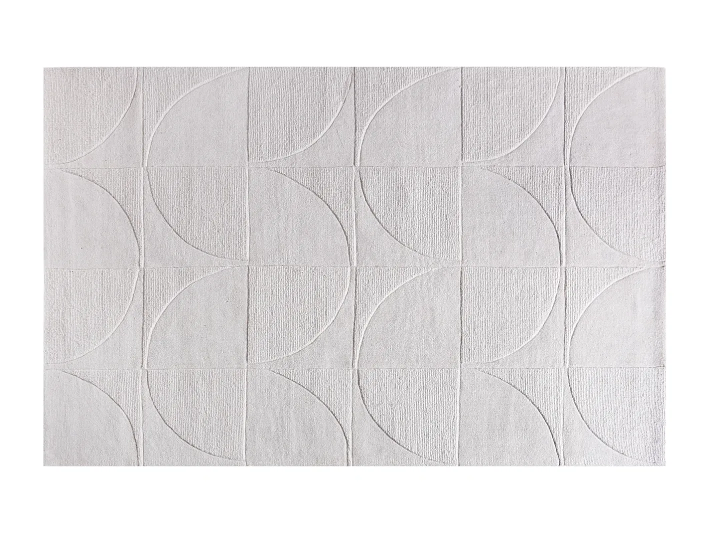 Best OZAIA Alfombra de lana tuftada a mano con relieve y motivo circular, 200 x 290, , MILUNA Marfil