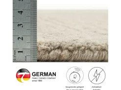 Alfombra de lana UNI tejida a mano 250x350 cm Gris natural Pure Beige Outlet