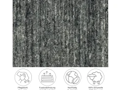 Alfombra De Salón-Alfombra de lana UNI tejida a mano 40x60 cm Antracita Pure Gris antracita