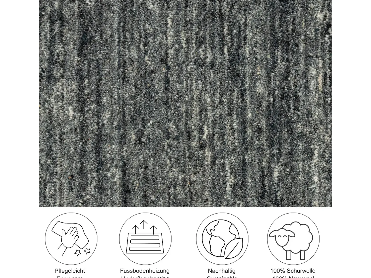Alfombra De Salón-Alfombra de lana UNI tejida a mano 40x60 cm Antracita Pure Gris antracita
