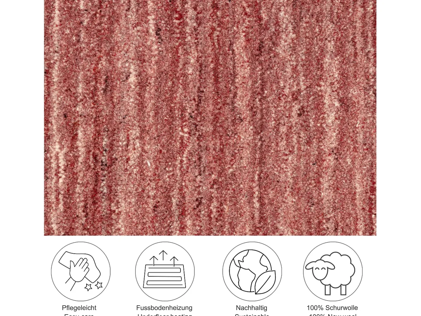 Alfombra De Salón-Alfombra de lana UNI tejida a mano 60x90 cm Pure Rojo