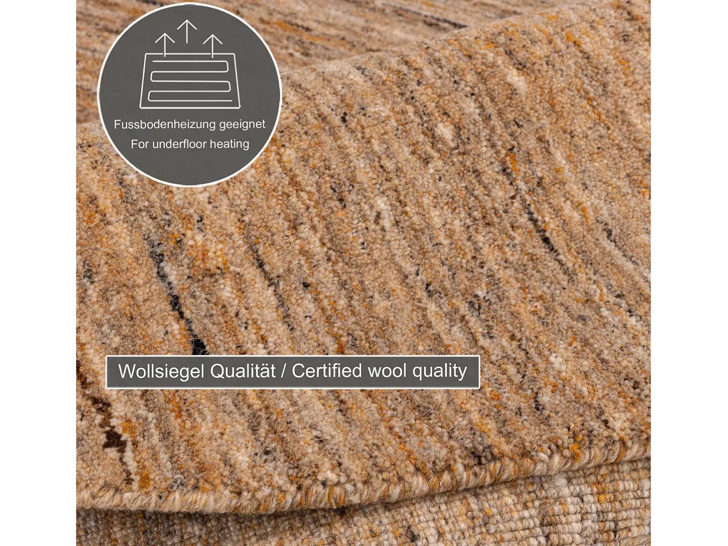 Alfombra De Salón|Alfombra Redonda-Alfombra de lana UNI tejida a mano 100x100 cm Ocre Pure Amarillo claro