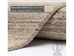 Alfombra de lana UNI tejida a mano 190x190 cm natural Pure Beige Discount