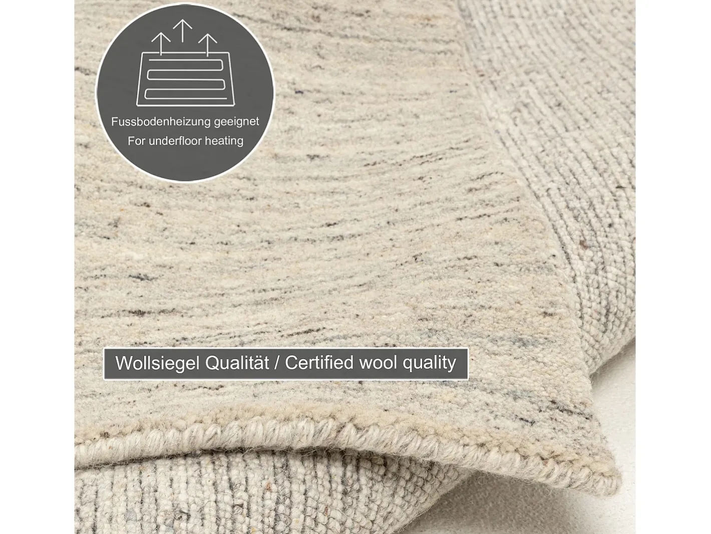 Alfombra De Salón-Alfombra de lana UNI tejida a mano 170x240 cm Gris natural Pure Beige