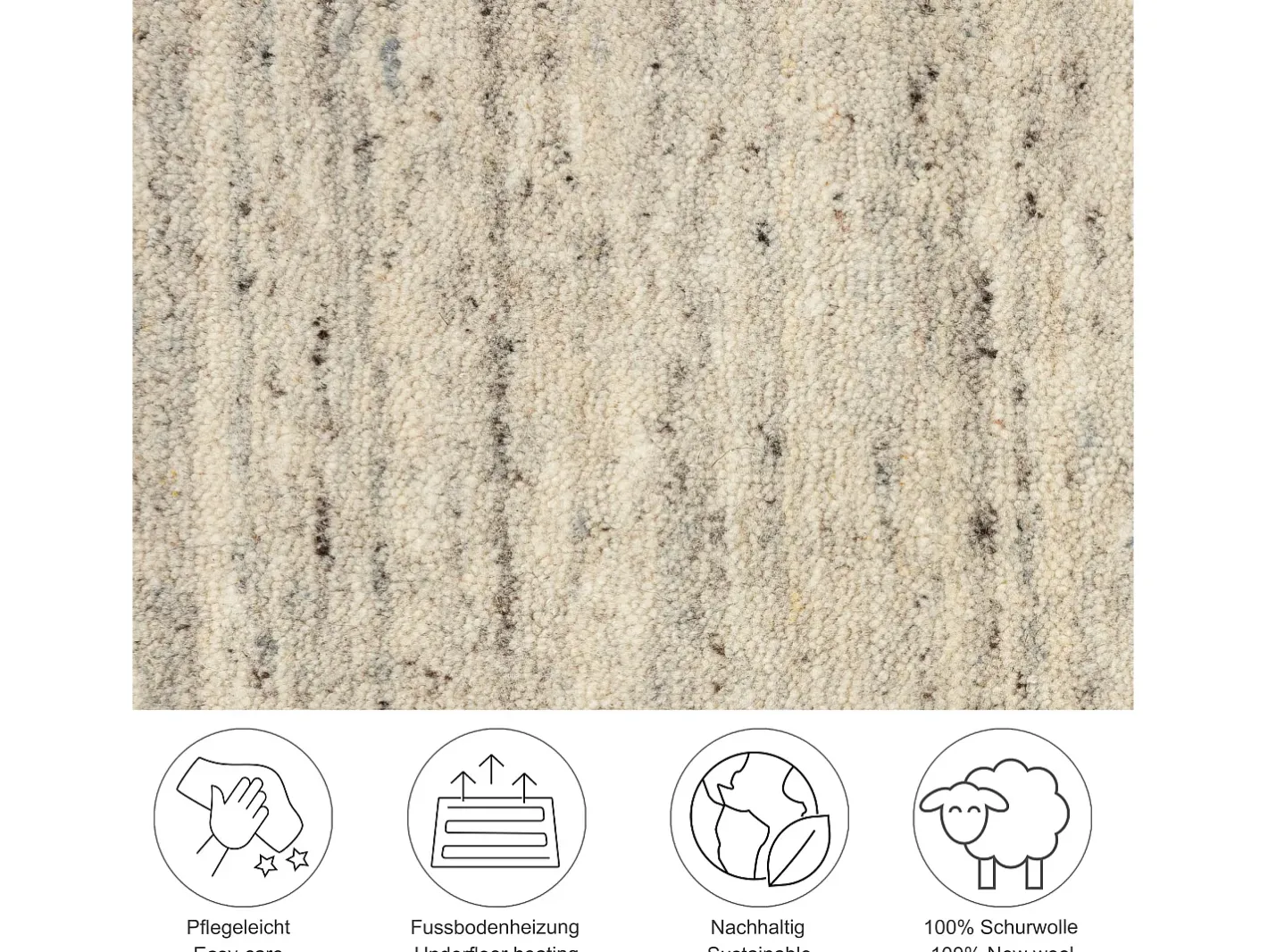 Alfombra De Salón-Alfombra de lana UNI tejida a mano 170x240 cm Gris natural Pure Beige