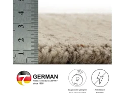 New Alfombra de lana UNI tejida a mano 150x150 cm natural Pure Beige