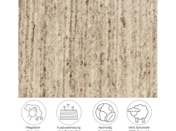 New Alfombra de lana UNI tejida a mano 150x150 cm natural Pure Beige