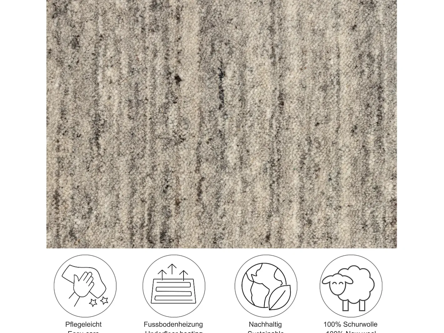 Alfombra De Salón-Alfombra de lana UNI tejida a mano 60x90 cm Pure Gris