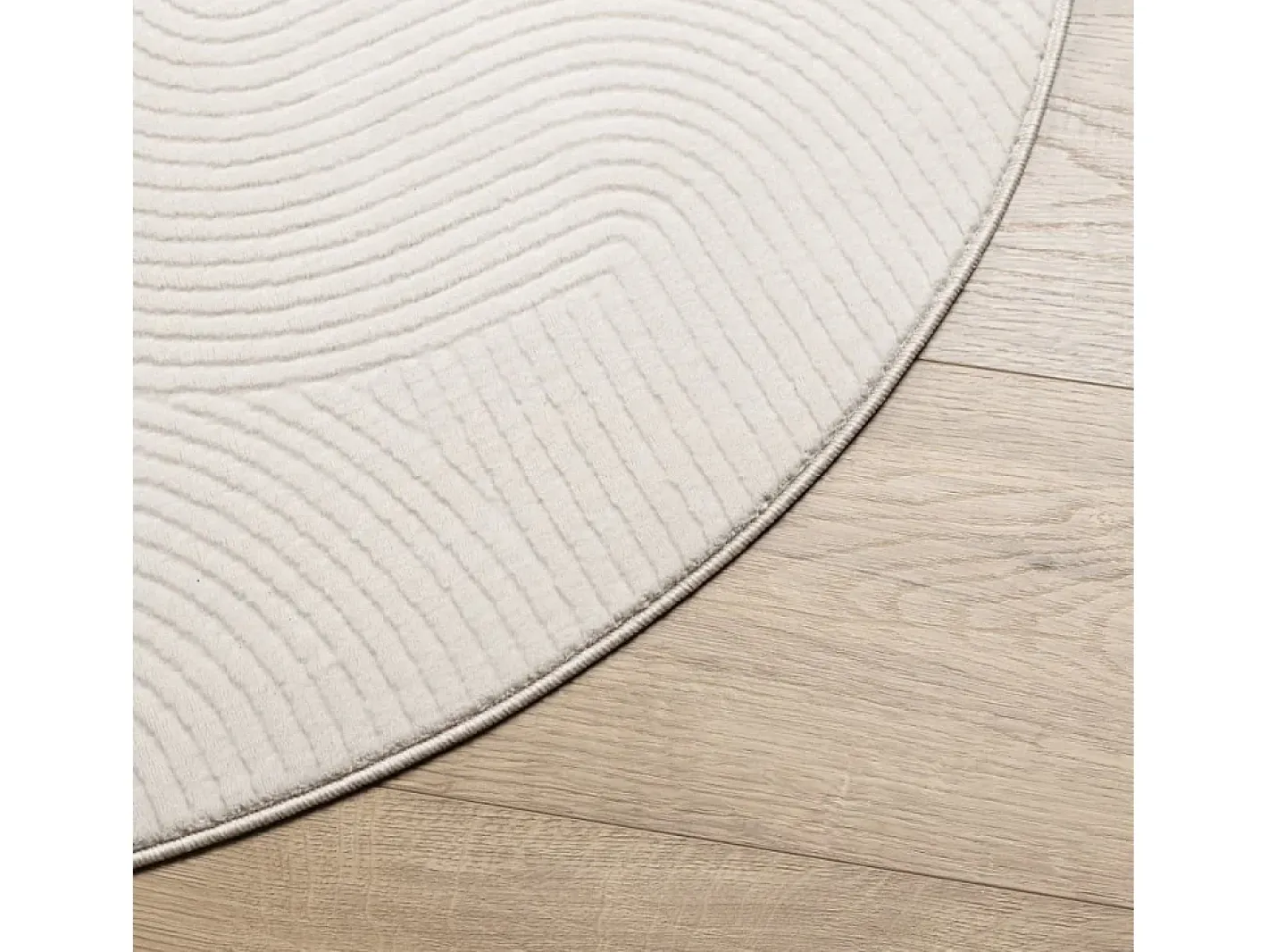 Alfombra De Cocina|Alfombra Redonda-Alfombra de pelo corto IZA, estilo escandinavo, color crema, Ø 200 cm Blanco