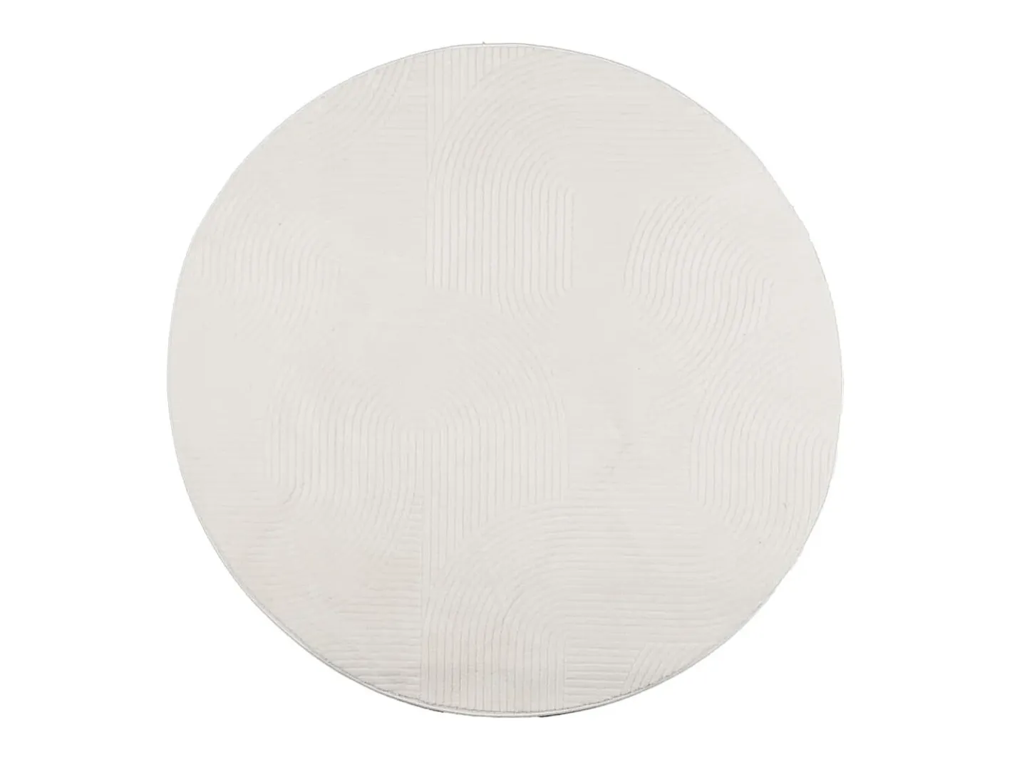 Clicnbuy Alfombra Redonda-Alfombra de pelo corto look escandinavo IZA Ø 200 cm Crema