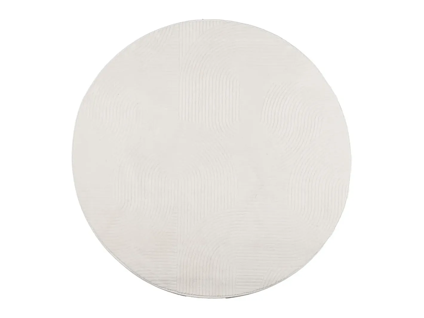 Alfombra de pelo corto look escandinavo IZA Ø 120 cm ES89416 Crema