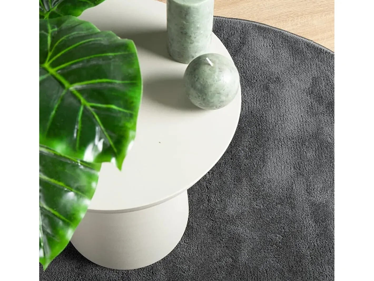 Alfombra De Cocina|Alfombra Redonda-Alfombra de pelo corto OVIEDO en antracita Ø 160 cm Gris
