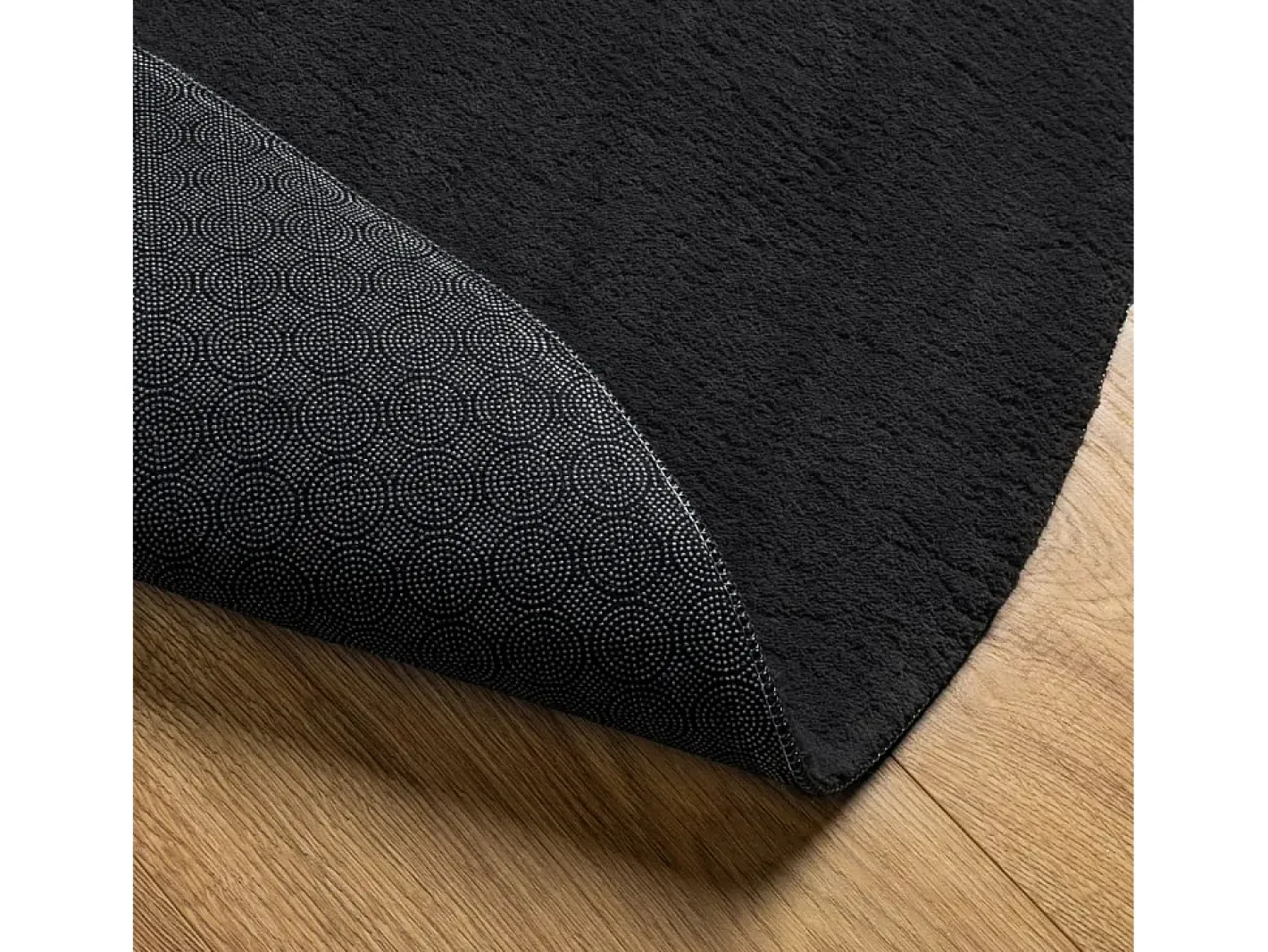 Alfombra De Salón|Alfombra Redonda-Alfombra de pelo corto suave lavable HUARTE Ø 120 cm ES72705 Negro