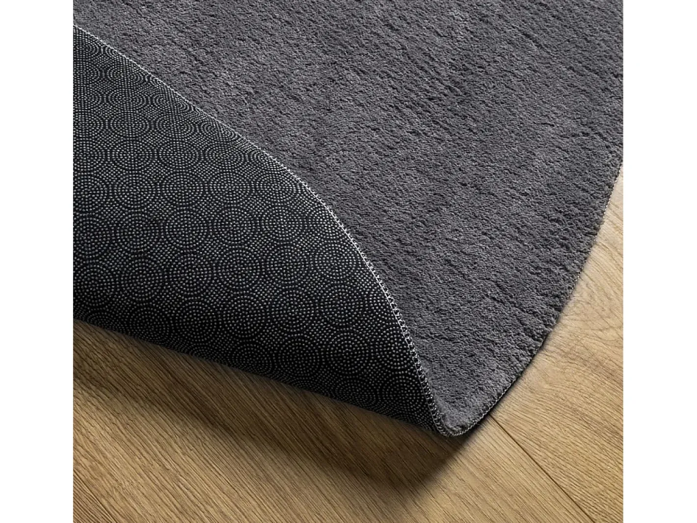 Clicnbuy Alfombra Redonda-Alfombra de pelo corto suave y lavable Ø 120 cm Gris antracita