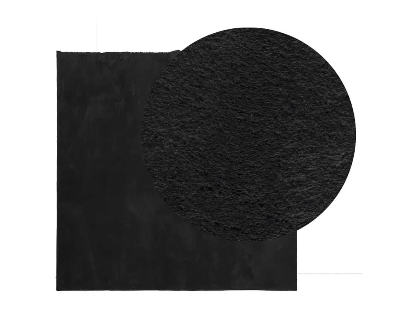 Alfombra De Salón-Alfombra de pelo corto suave lavable HUARTE 120x120 cm ES70753 Negro