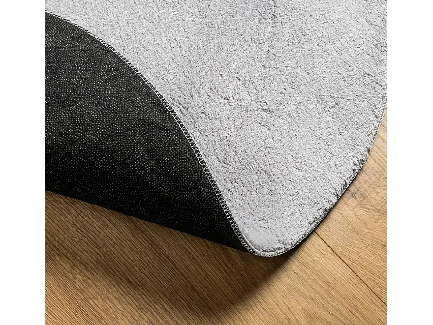 Alfombra De Salón|Alfombra Redonda-Alfombra de pelo corto suave lavable HUARTE Ø 160 cm ES31348 Gris