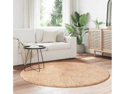 Alfombra De Cocina|Alfombra Redonda-Alfombra de pelo largo NAVARRA 160x160 cm poliéster Beige