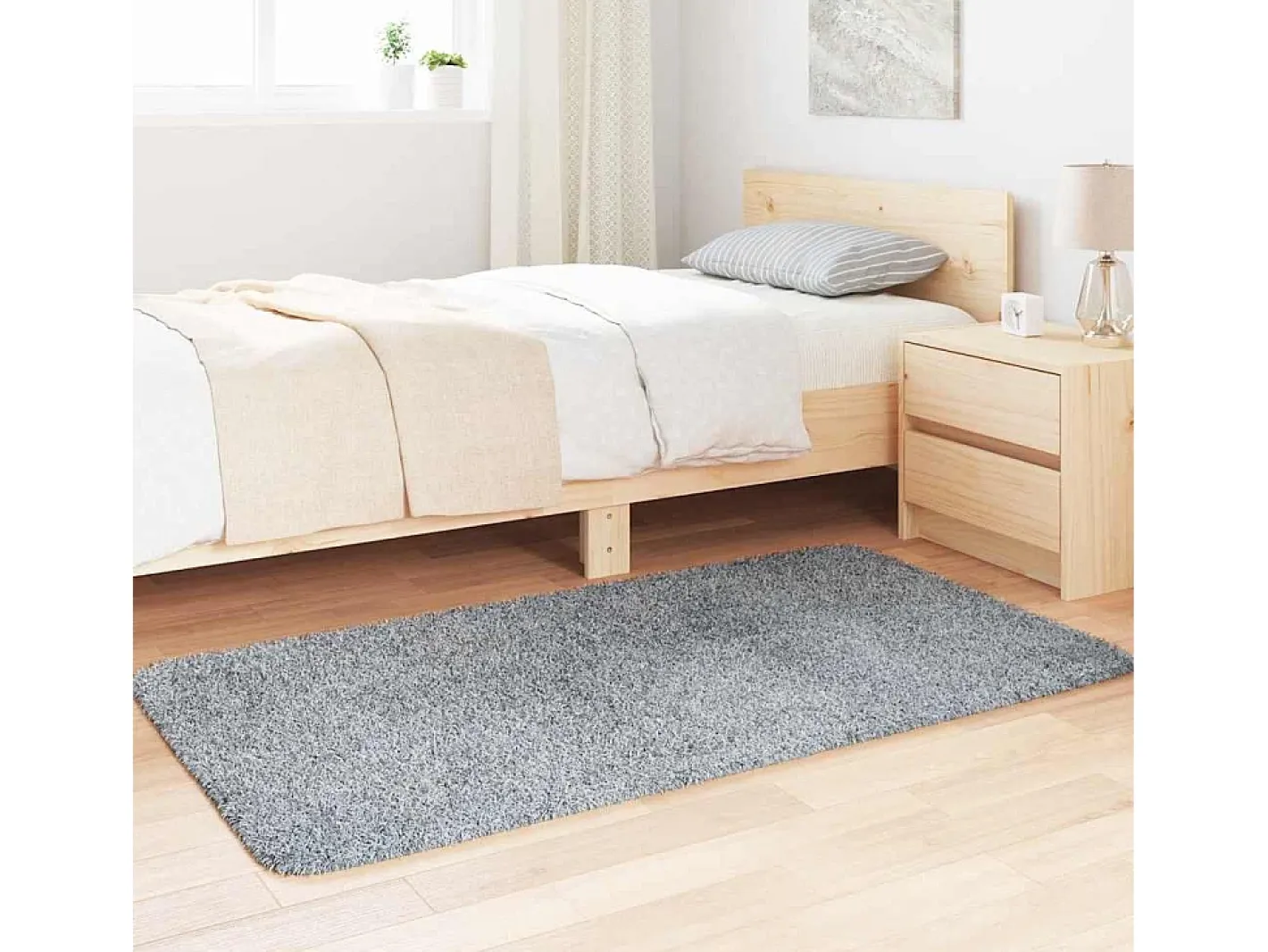 Alfombra de pelo largo plata NAVARRA 80x150 cm Gris Clearance